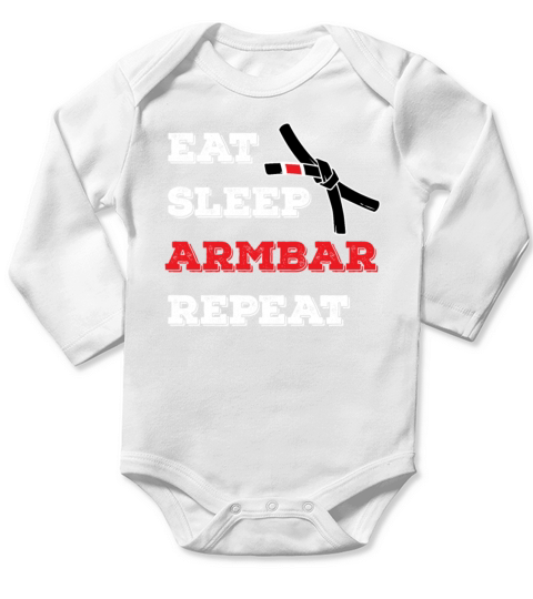 Vintage BJJ Eat Sleep Armbar Repeat Grappling Jiu Long Sleeve Baby One-Piece