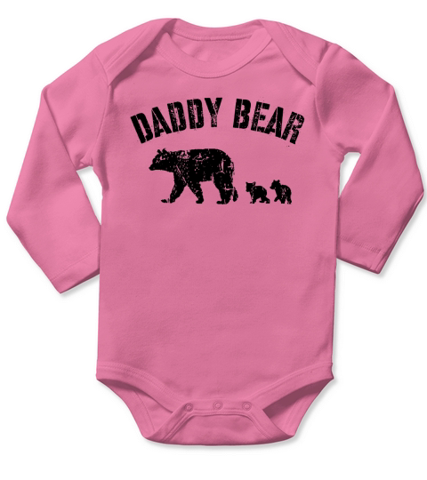 Vintage Daddy Bear with 2 Two Cubs Dad Father Papa T-Shirt Long Sleeve Baby One-Piece