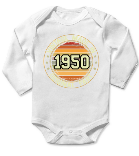 Vintage Made In 1950 Original Part Birthday 1950 Long Sleeve Baby One-Piece