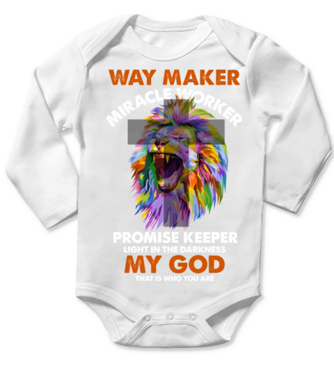 Vintage Quote Lion Cross Light Colorful Waymaker M Long Sleeve Baby One-Piece