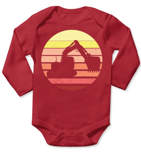 Vintage Retro Excavator Long Sleeve Baby One-Piece