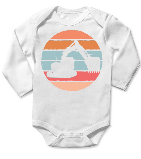 Vintage Retro Excavator Long Sleeve Baby One-Piece