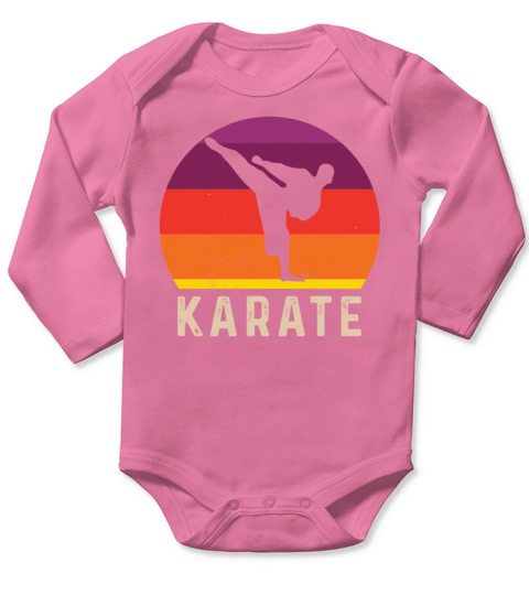 Vintage Retro Karate Long Sleeve Baby One-Piece