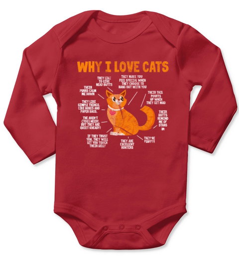 Why I Love Cats Vintage Long Sleeve Baby One-Piece