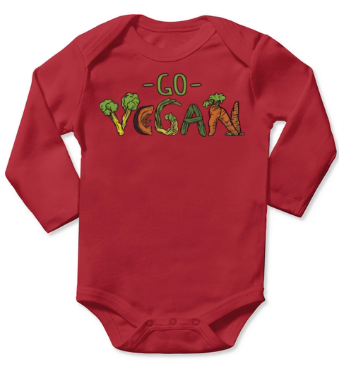 Word Vegetable Vegetarian Go Vegan Long Sleeve Baby One-Piece
