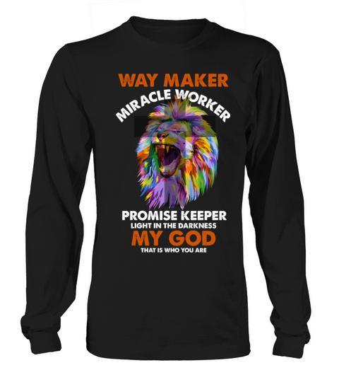 Vintage Quote Lion Cross Light Colorful Waymaker M Long sleeved Unisex