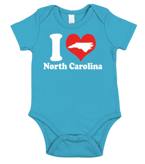 America Citizen US State Love Heart North Carolina Short Sleeve Baby One-Piece
