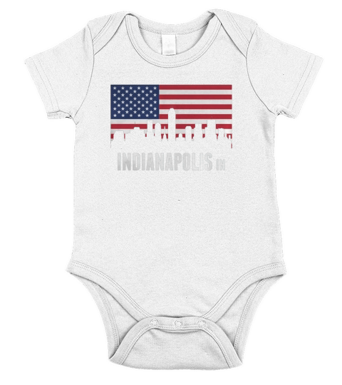 American Flag Indianapolis Skyline T-Shirt Short Sleeve Baby One-Piece