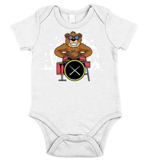 Bear Drummer Instrumentalist Gift Short Sleeve Baby One-Piece