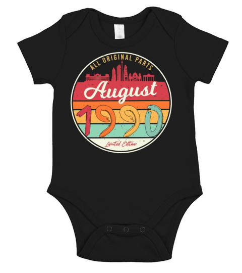 Birthday Greeting 1990 In August Short Sleeve Baby One-Piece