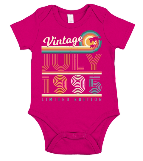 Birthday Greeting July 1995 Short Sleeve Baby One-Piece
