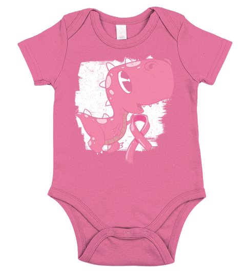 Breast Cancer Awareness Month Dinosaur Lover Dino Short Sleeve Baby One-Piece