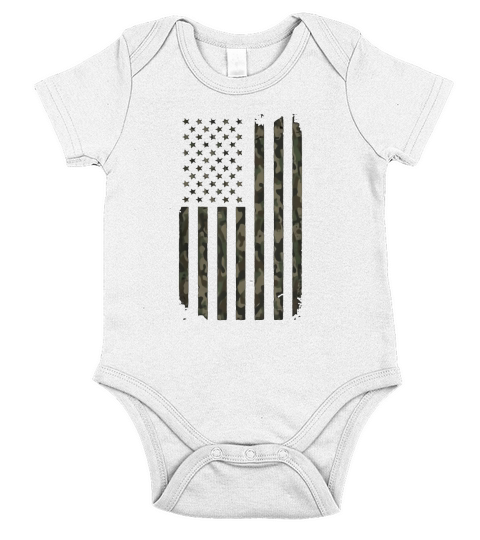 Camouflage American Flag Short Sleeve Baby One-Piece