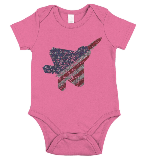 F22 Raptor Airplane Art 4th Of July Flag Patriotic shirt Short Sleeve Baby One-Piece