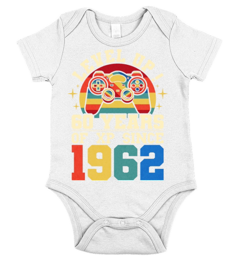Geek Level 60 1962 60th Birthday Gamer Short Sleeve Baby One-Piece