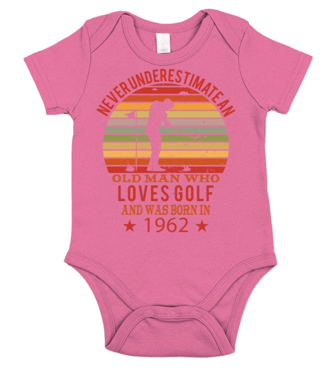 Golfing Golfplayers Vintage 1962 Birthday Short Sleeve Baby One-Piece