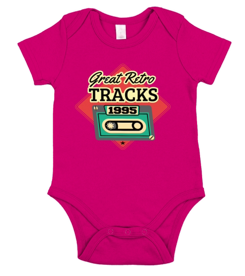 Great Retro Tracks 1995 Cassette Vintage Birthday Short Sleeve Baby One-Piece