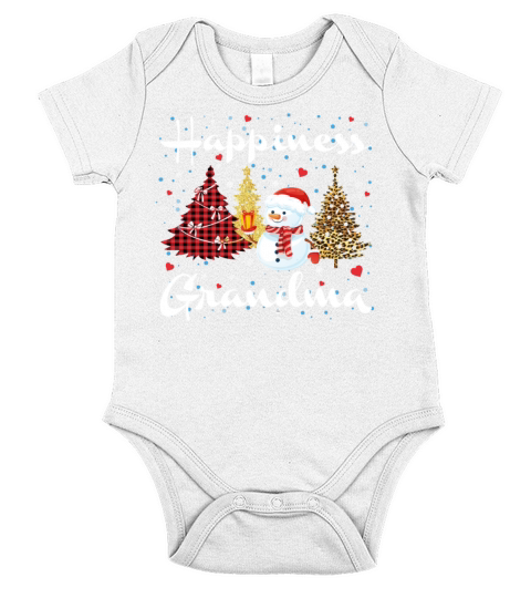 Happiness Grandma Cute Snowman Christmas Short Sleeve Baby One-Piece