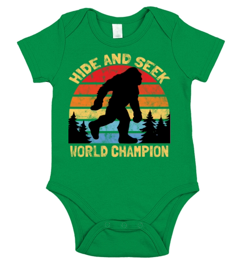 Hide and Seek Bigfoot Yeti Sasquatch Funny Short Sleeve Baby One-Piece