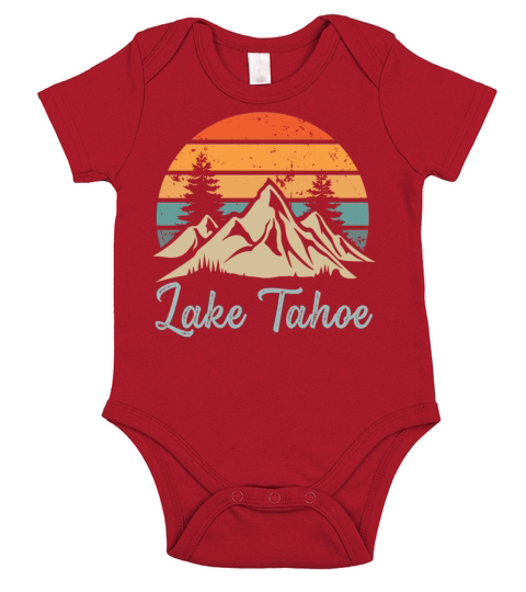 Lake Tahoe Retro Vintage Mountain Sunset Outdoors Short Sleeve Baby One-Piece
