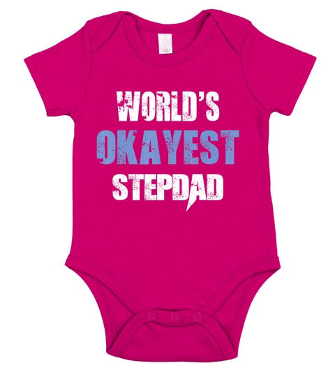 Mens Worlds Okayest Stepdad Funny Cool Fathers Day TShirt Short Sleeve Baby One-Piece