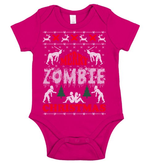 Merry Zombie Christmas Ugly Sweater Short Sleeve Baby One-Piece