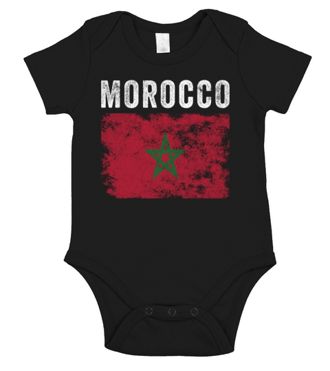 Morocco Flag Distressed - Moroccan Flag Short Sleeve Baby One-Piece