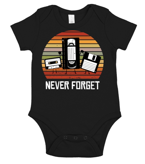 Never Forget Funny Vintage Cassette Tape Short Sleeve Baby One-Piece