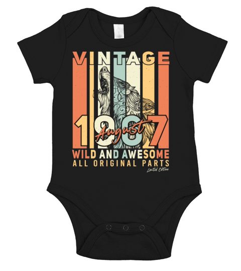 Retro 1967 August Short Sleeve Baby One-Piece