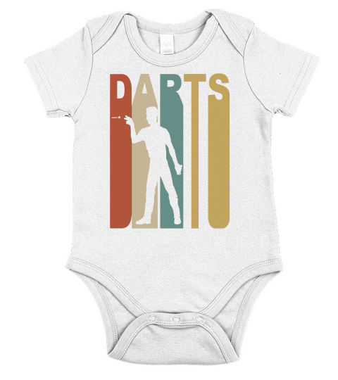 Retro 1970s Style Darts Player Silhouette Darts Short Sleeve Baby One-Piece