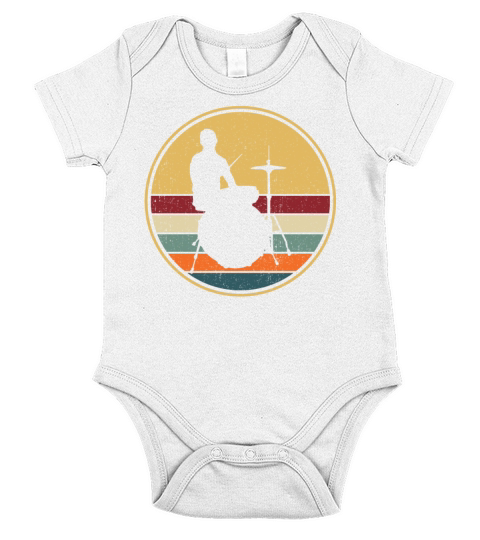 Retro Marching Band Drumming Snare Drum Short Sleeve Baby One-Piece