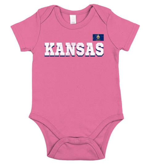 State Name America State Flag Kansas Short Sleeve Baby One-Piece