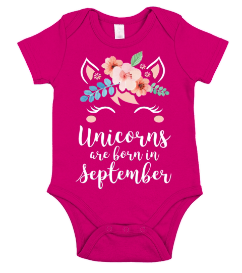 Unicorns Are Born In September Shirt Birthday Short Sleeve Baby One-Piece