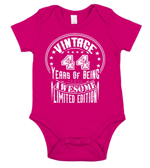 Vintage 44 Years Of Being Awesome Limited Edition Short Sleeve Baby One-Piece