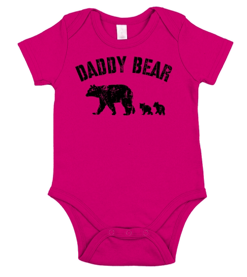 Vintage Daddy Bear with 2 Two Cubs Dad Father Papa T-Shirt Short Sleeve Baby One-Piece