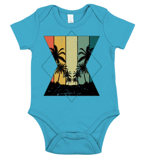 Vintage Palm Tree Beach 2022 Tropical Hello Summer Short Sleeve Baby One-Piece