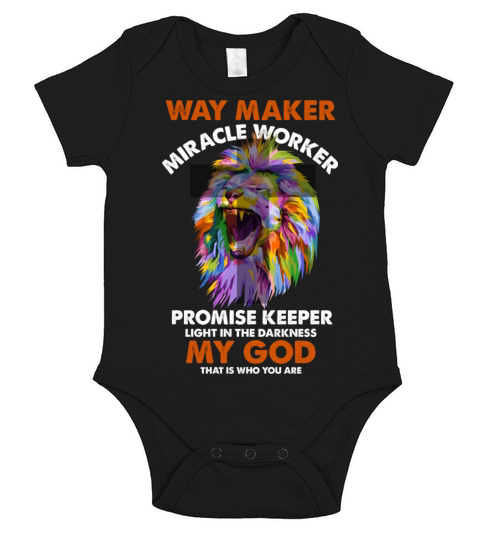 Vintage Quote Lion Cross Light Colorful Waymaker M Short Sleeve Baby One-Piece
