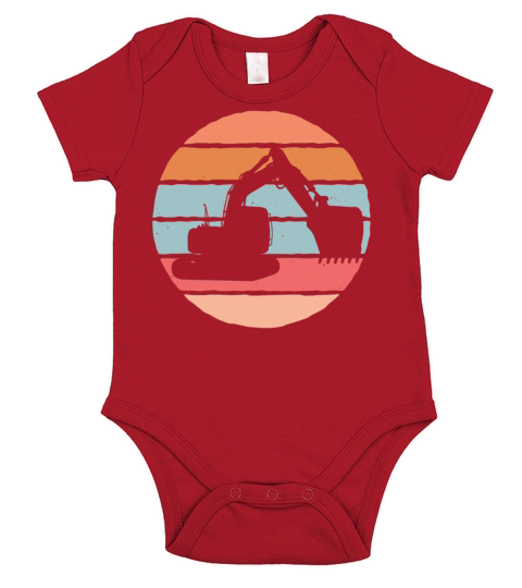 Vintage Retro Excavator Short Sleeve Baby One-Piece