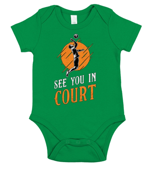 Volleyball Player See You In Court Team Beach Gift Short Sleeve Baby One-Piece