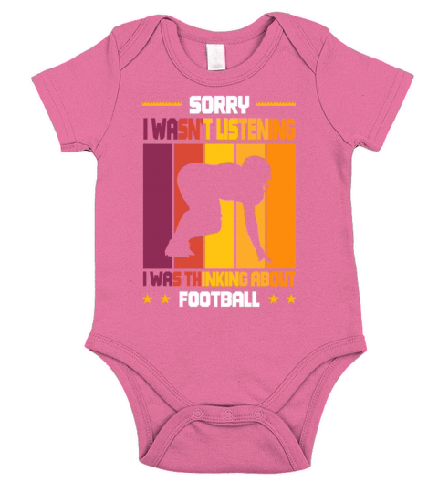 Wasnt Listening Was Thinking About Football Short Sleeve Baby One-Piece