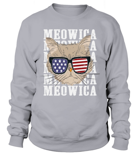 Cat 4th of July Meowica Merica USA American Flag Sweatshirt Unisex
