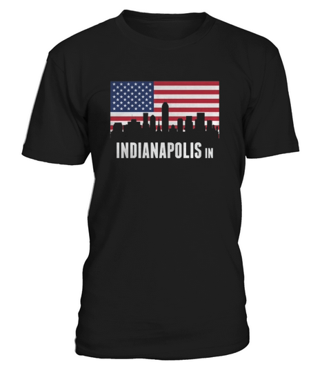 American Flag Indianapolis Skyline T-Shirt T-Shirt Unisex