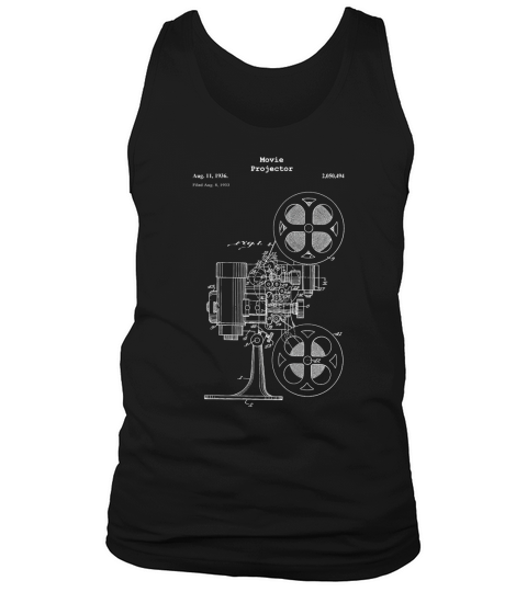 Vintage Movie Projector Blueprint Shirt - Film Cinema Video Tank Top Unisex