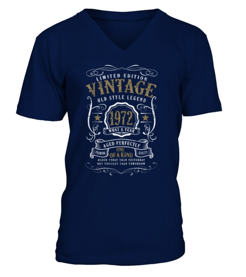 50th Birthday Old Style Legend Vintage 1972 V-Neck T-shirt