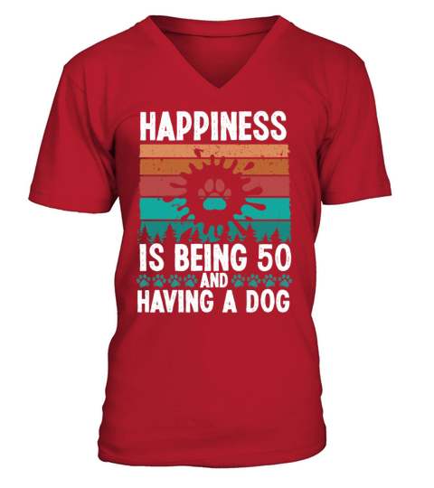 50th Birthday Retro Dog Mom Dog Dad 50 Year Old V-Neck T-shirt