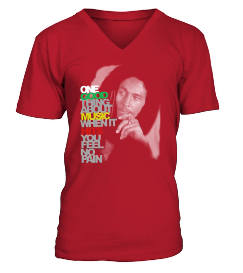 BOB MARLEY GOOD MUSIC HITS BLACK T-SHIRT V-Neck T-shirt