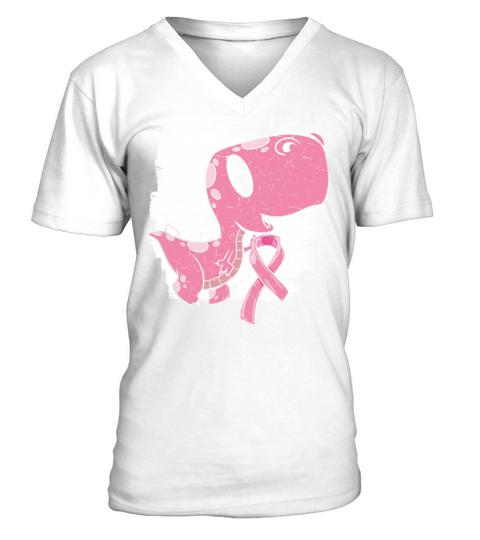 Breast Cancer Awareness Month Dinosaur Lover Dino V-Neck T-shirt