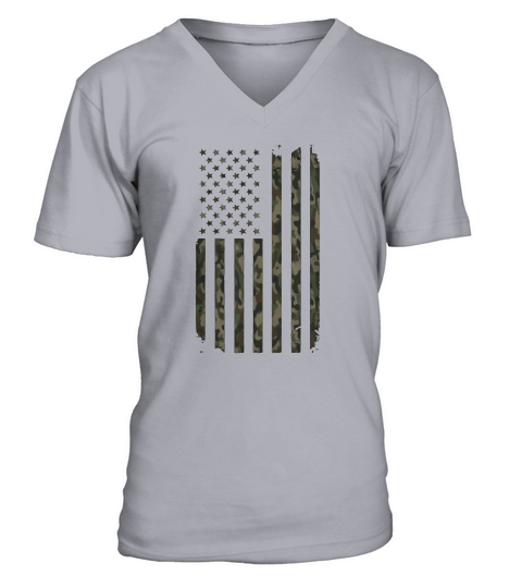 Camouflage American Flag V-Neck T-shirt