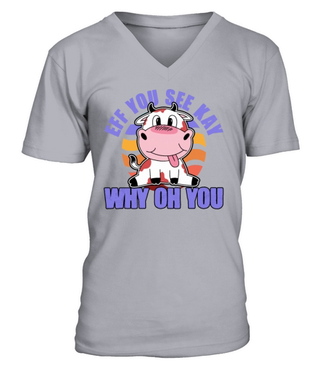 Eff You See Kay Why Oh You Yoga Meditating Cow V-Neck T-shirt