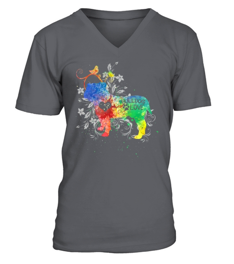 English Bulldog Love Watercolor V-Neck T-shirt